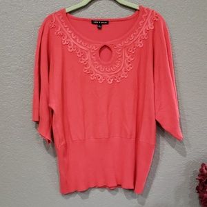 Women's coral sweater knit top size XL New